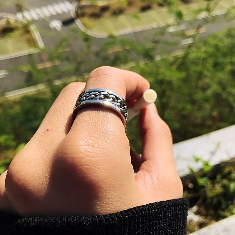 Custom Engraved Letter and Number Birthday Name Ring, Rotating Relax Ring for Men and Women, Fashion Jewelry,Suitable for both men and women