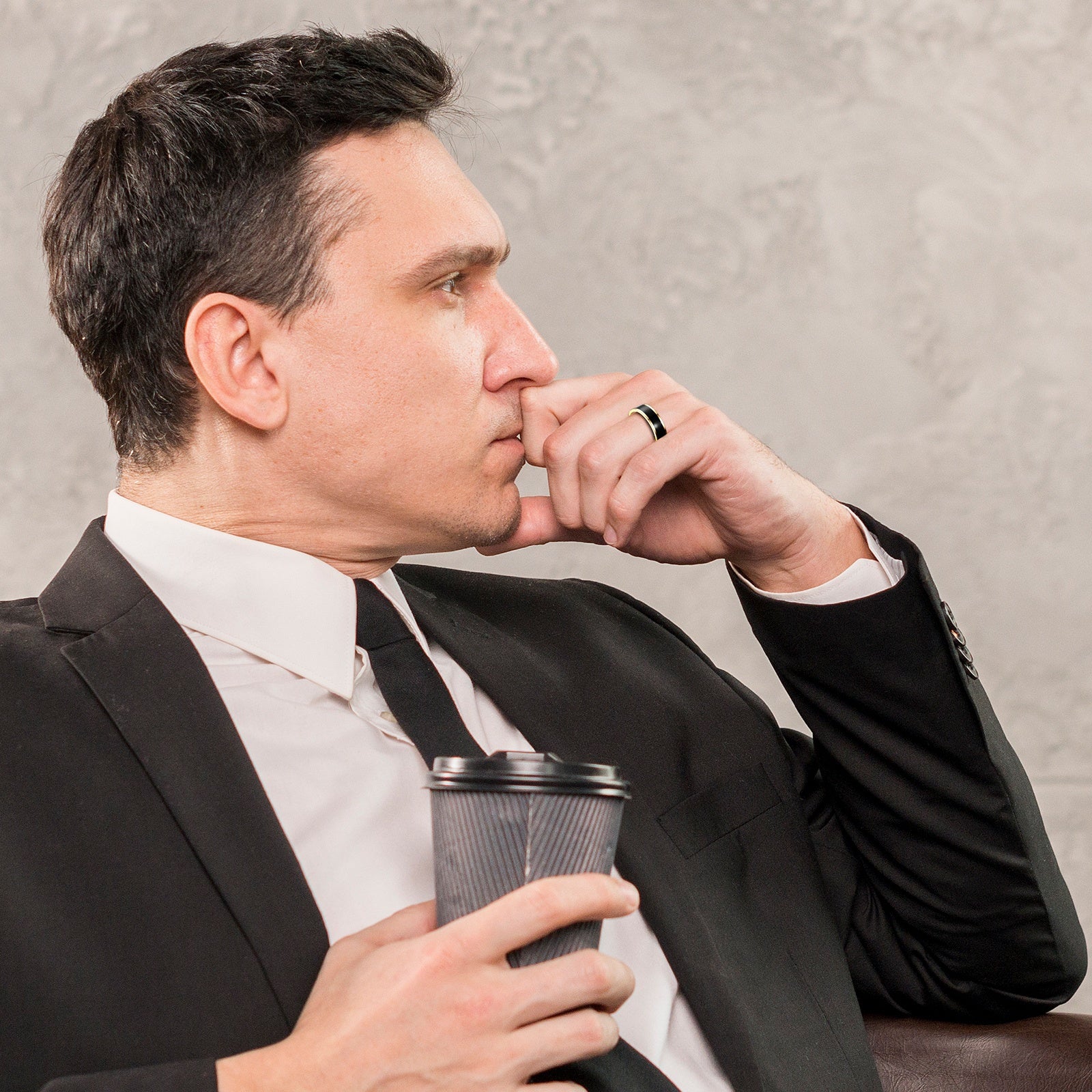 Men'S Stainless Steel Fidget Spinner Rings: Cool Rotating Ring Set - Black Omnidirectional Stainless Steel Anxiety Rings Set of 9