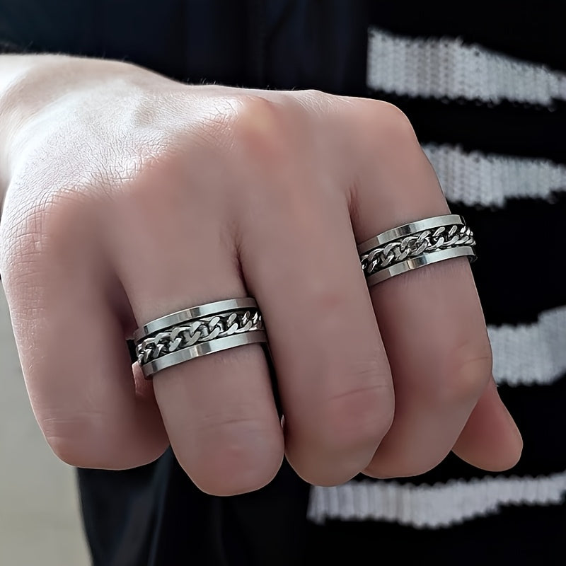 Custom Engraved Letter and Number Birthday Name Ring, Rotating Relax Ring for Men and Women, Fashion Jewelry,Suitable for both men and women