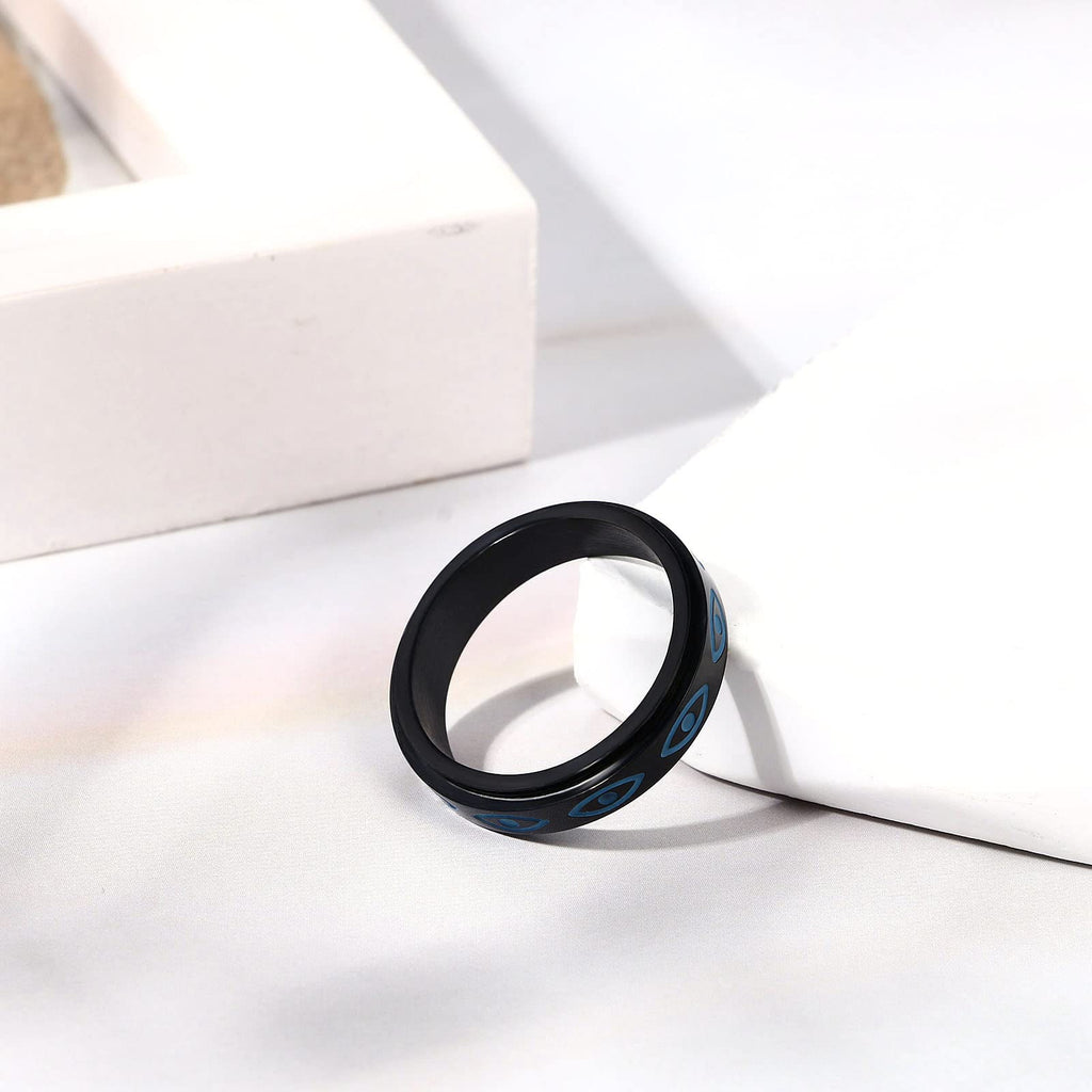 JewelryWe Eye of God Spinner Ring - Rotatable Spinning Fidget Ring with Evil Eye Design, 316L Stainless Steel Chunky Gothic Jewelry for Men & Women, Christmas Gift for, Daily Wear & Party Accessories, Year-Round Versatile Statement Piece, Fidget Spinner