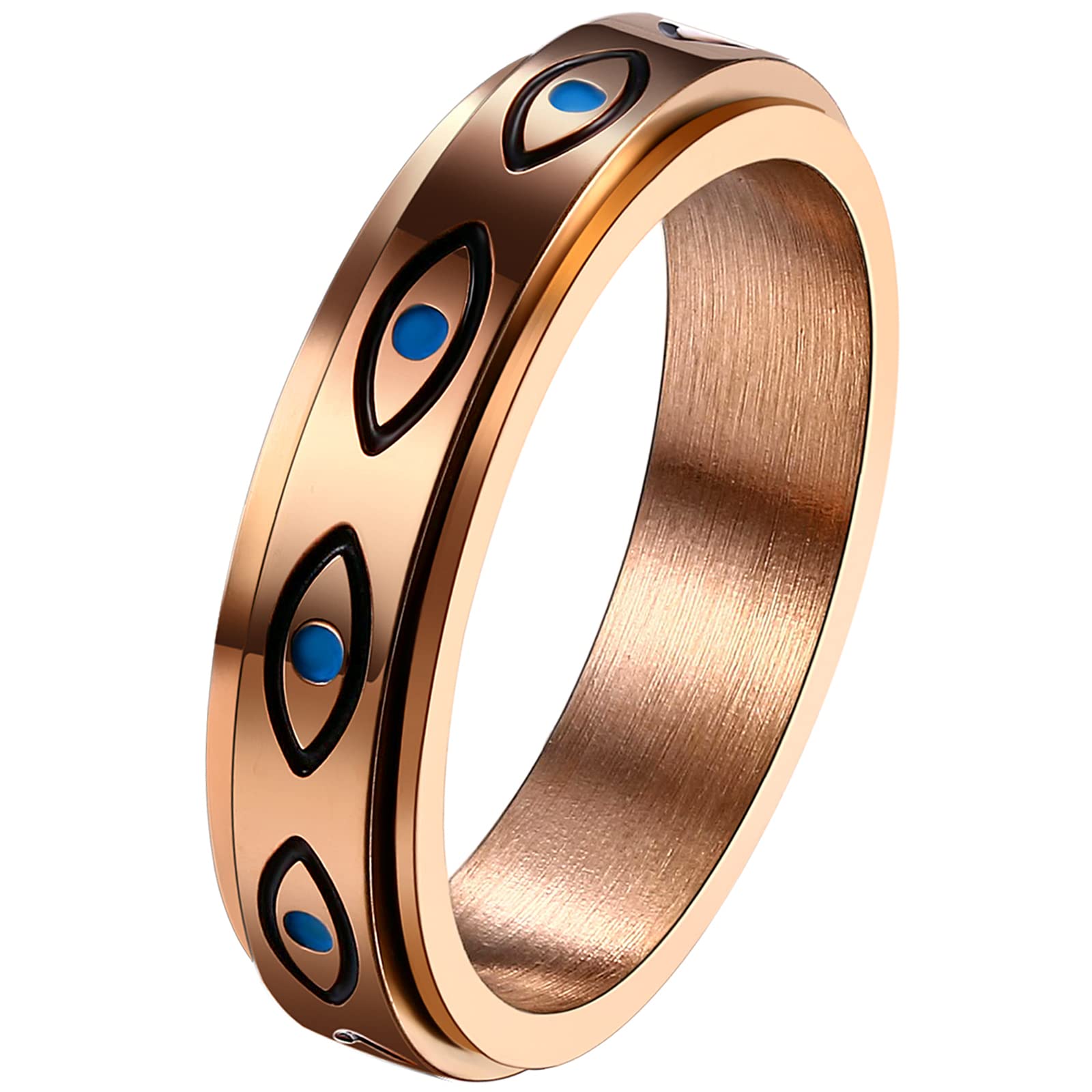 JewelryWe Eye of God Spinner Ring - Rotatable Spinning Fidget Ring with Evil Eye Design, 316L Stainless Steel Chunky Gothic Jewelry for Men & Women, Christmas Gift for, Daily Wear & Party Accessories, Year-Round Versatile Statement Piece, Fidget Spinner